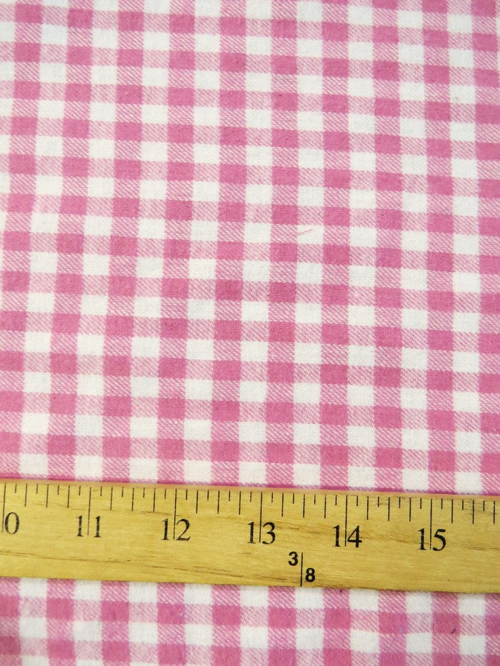 Tartan Plaid Uniform Apparel Flannel Fabric / White/Pink / Sold By The Yard
