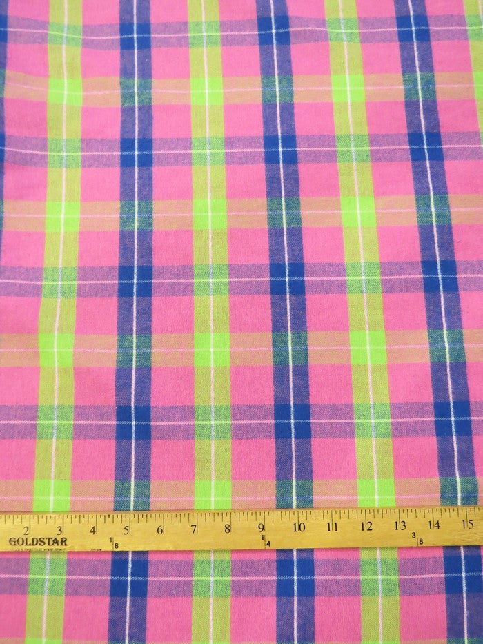 Tartan Plaid Uniform Apparel Flannel Fabric / Multi-Color Pink / Sold By The Yard