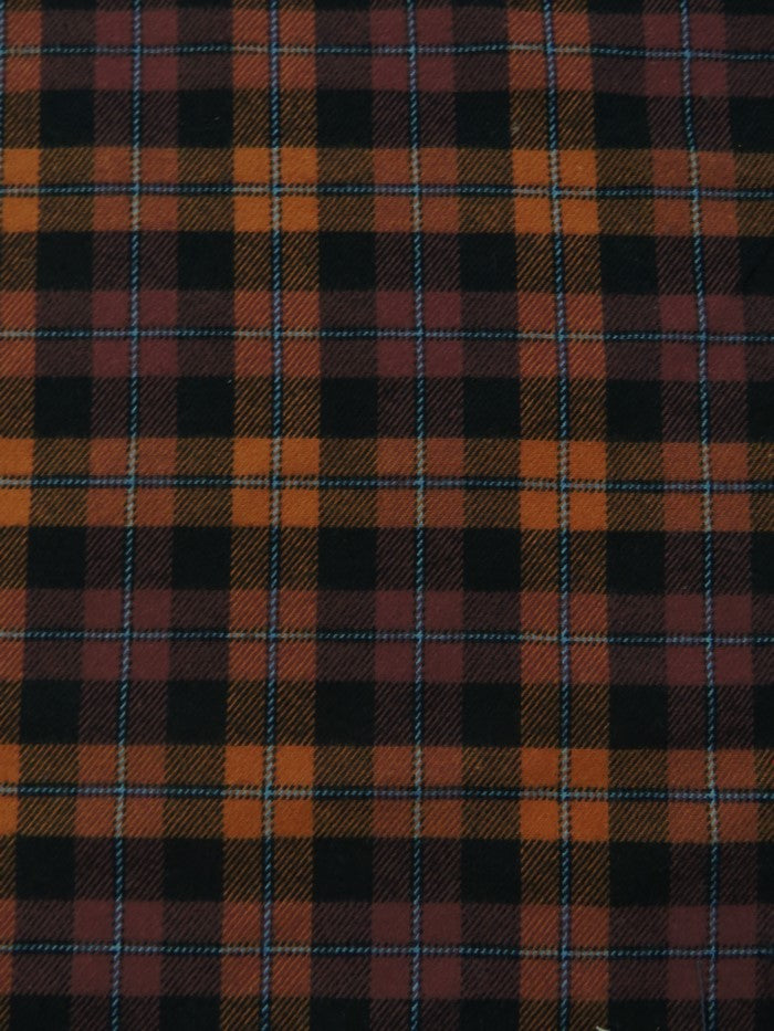 Tartan Plaid Uniform Apparel Flannel Fabric / Orange/Black / Sold By The Yard