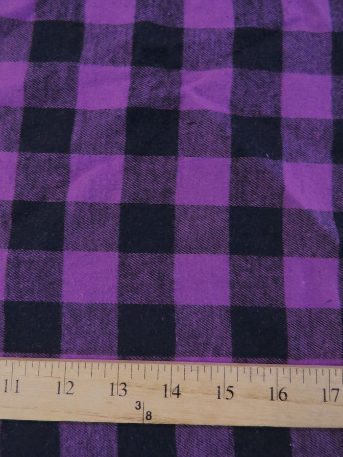 Tartan Plaid Uniform Apparel Flannel Fabric / Buffalo Black/Purple / Sold By The Yard - 0