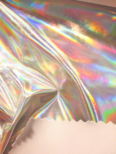 Ultra Holographic Glossy Patent Spandex Vinyl Fabric / Black / Sold By The Yard