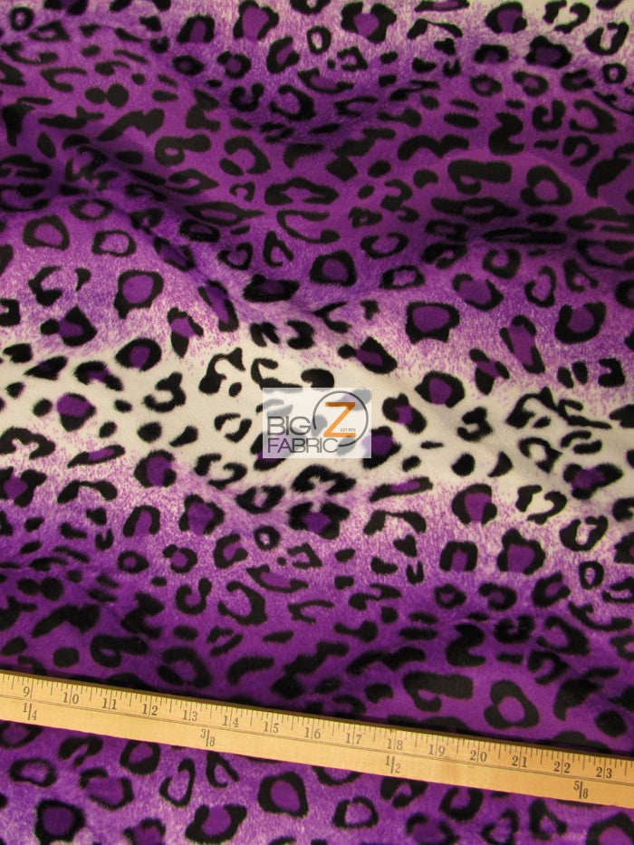 Purple/White Velboa Leopard Animal Short Pile Fabric / By The Roll - 25 Yards
