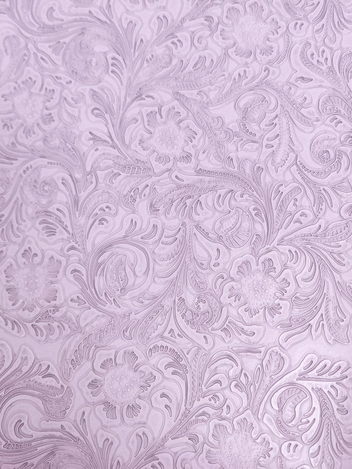 Lavender Vintage Western Floral Pu Leather Fabric