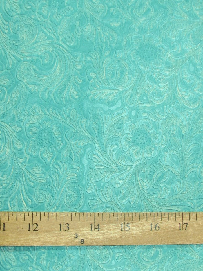 Copper Vintage Western Floral Pu Leather Fabric / Sold By The Yard