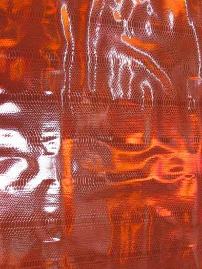 Viper Snake Holographic Embossed PVC Vinyl Fabric / Red / Sold By The Yard - 0