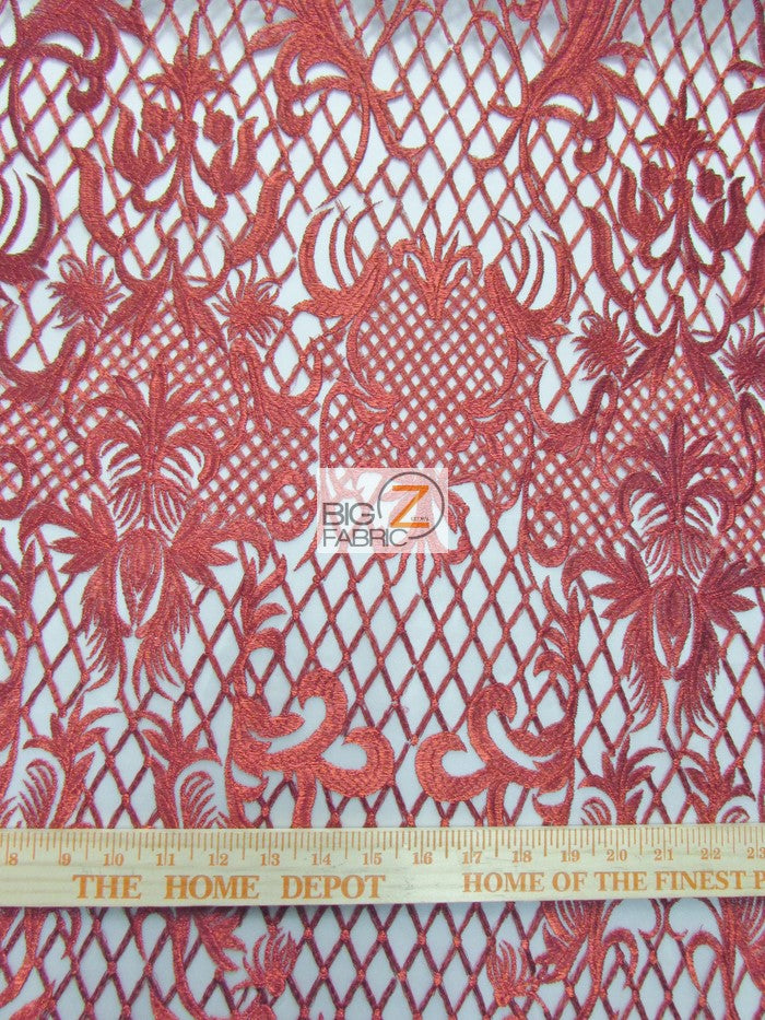 Wicked Checkered Dress Lace Fabric / Red / Sold By The Yard Closeout!!! - 0