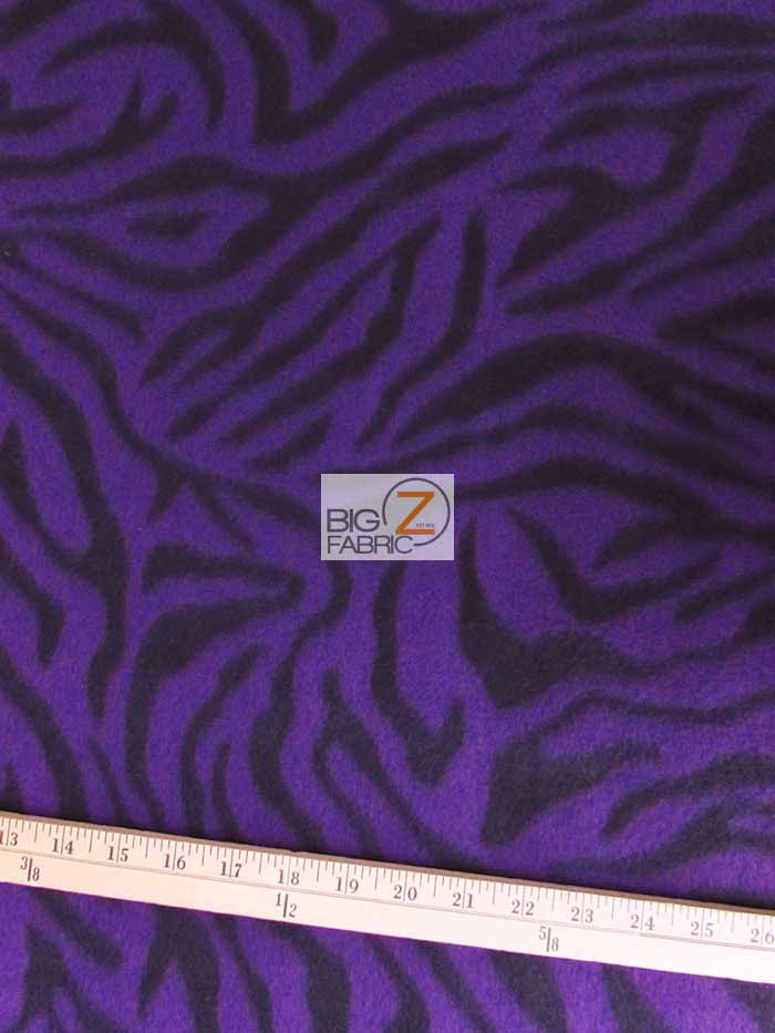 Fleece Printed Fabric Animal Zebra / Purple/Black / Sold By The Yard