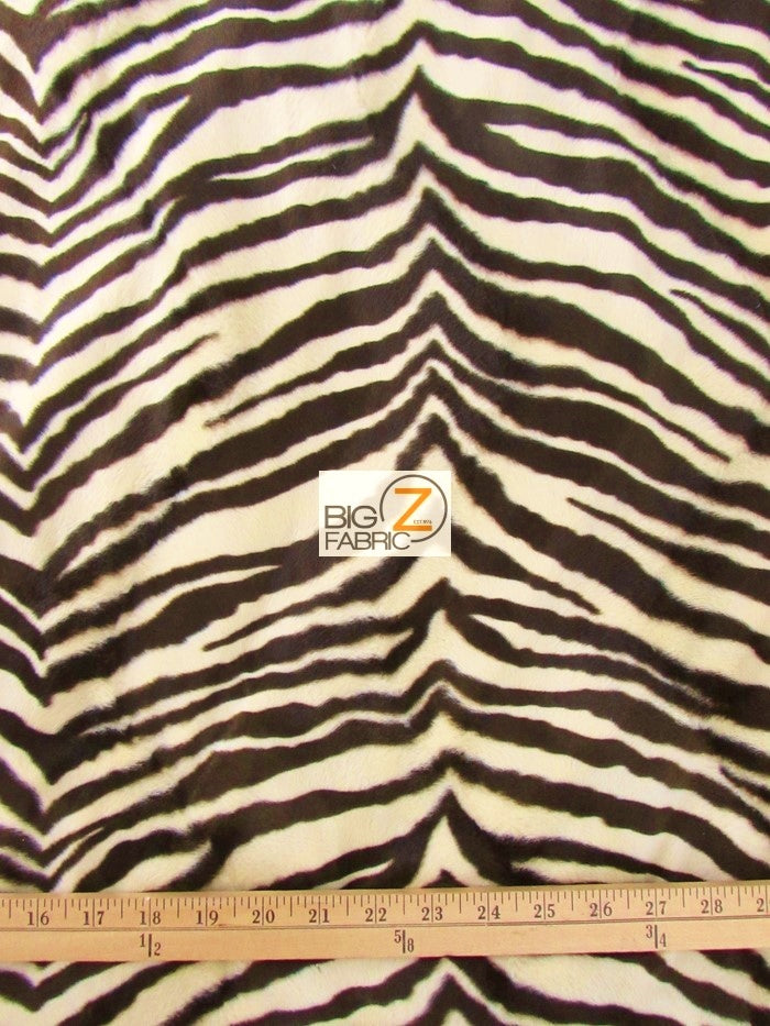 Beige/Brown Medium Stripe Velboa Zebra Animal Short Pile Fabric / By The Roll - 25 Yards