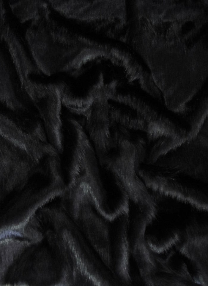Black Solid Arctic Fox Fur Faux Fur Fabric / Sold By The Yard