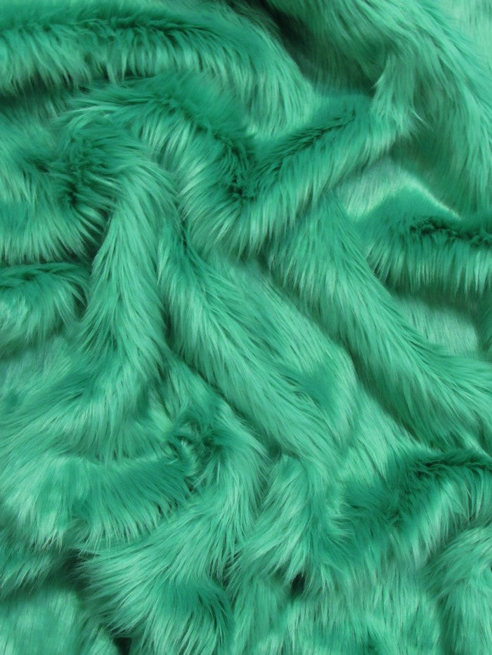 Seafoam Solid Shaggy Long Pile Faux Fur Fabric / Sold By The Yard