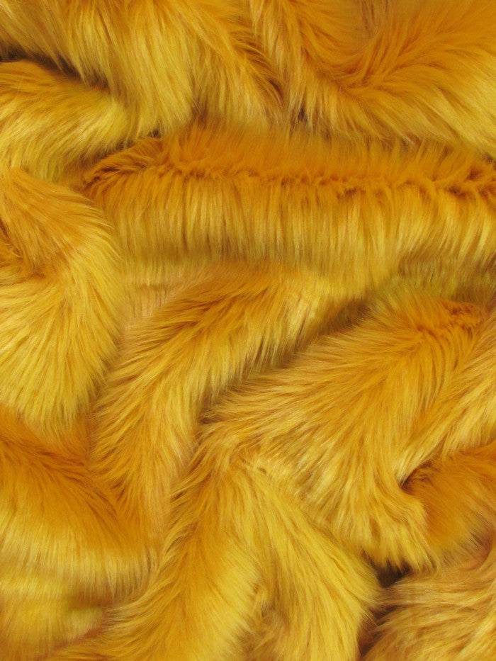 Faux Fake Fur Solid Shaggy Long Pile Fabric / Saffron / EcoShag 15 Yard Bolt