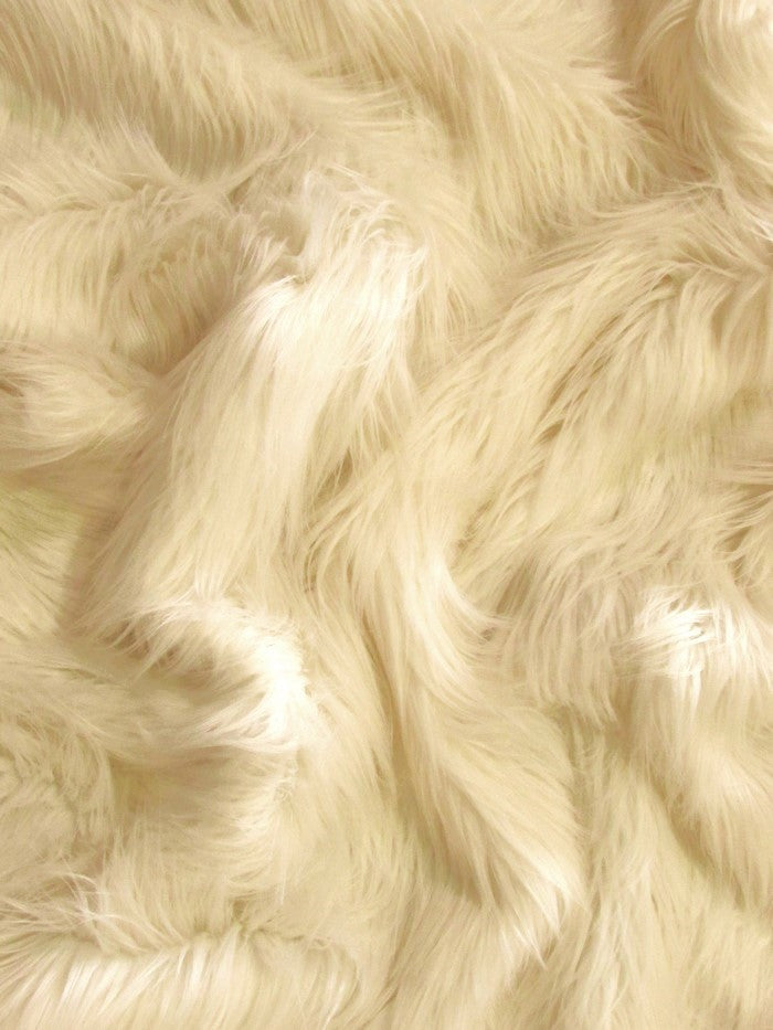 Ivory Solid Gorilla Animal Long Pile Fabric / Sold By The Yard