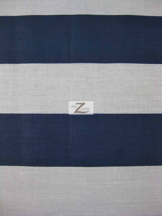 Poly Cotton 1 Inch Stripe Fabric / Navy/White / 50 Yard Bolt
