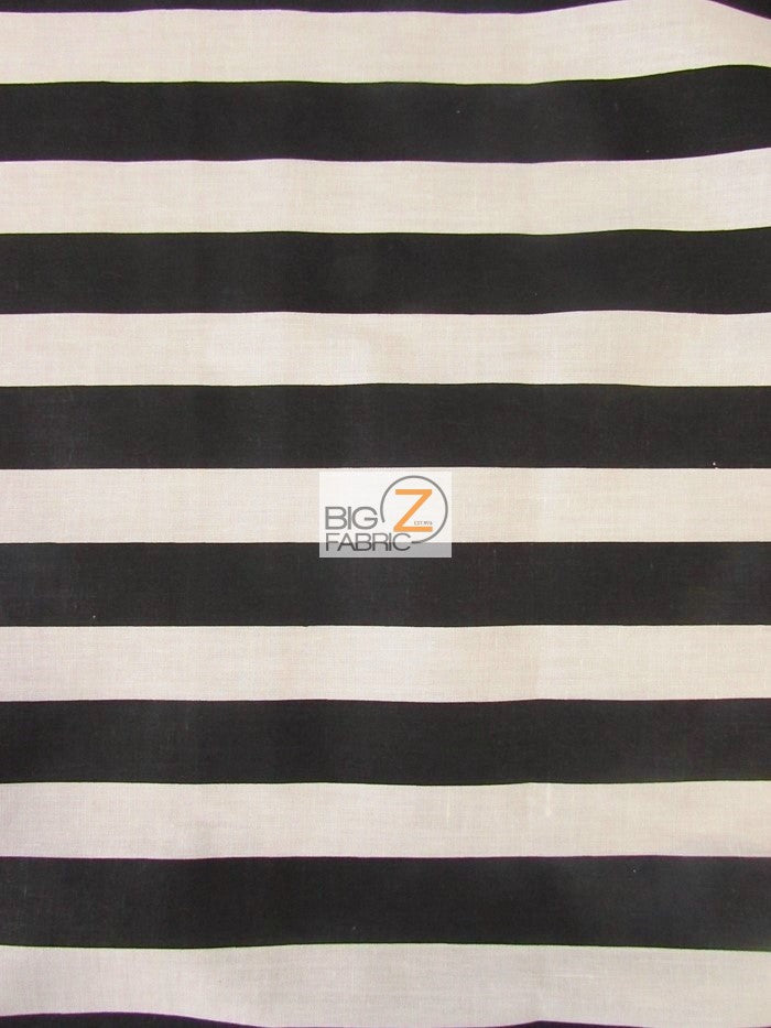 Poly Cotton 1 Inch Stripe Fabric / Black And White / 50 Yard Bolt