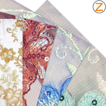 2 Tone Metallic Carnation Floral Sequins Fabric