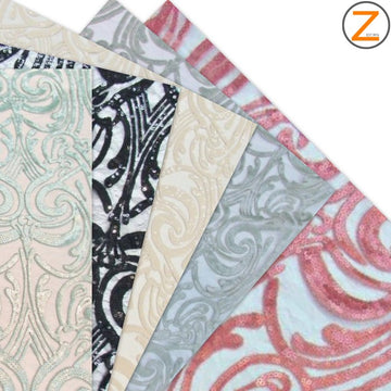 Angel Damask Sequins Sheer Lace Fabric