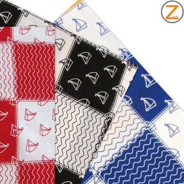 Ocean Sailboats Poly Cotton Printed Fabric