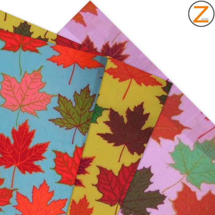 Autumn Leaves Printed Poly Cotton Fabric