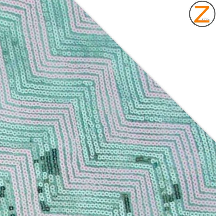 Chevron Zig Zag Sequins Mesh Fabric