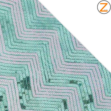 Chevron Zig Zag Sequins Mesh Fabric