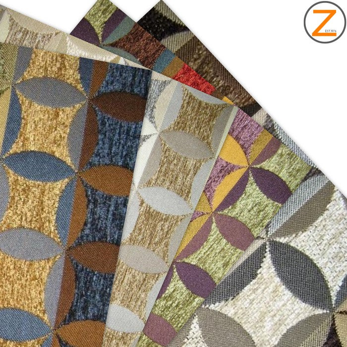Multi Color Circular Diamond Upholstery Chenille Fabric