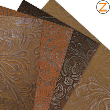 Vinyl Faux Fake Leather Western Floral Traits Flocked PVC Fabric