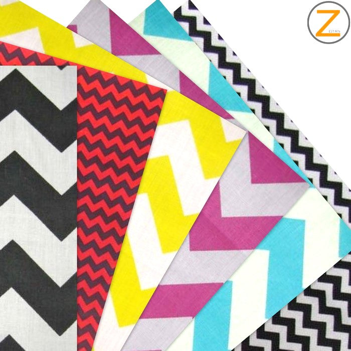 Poly Cotton Fabric Zig Zag by the Roll