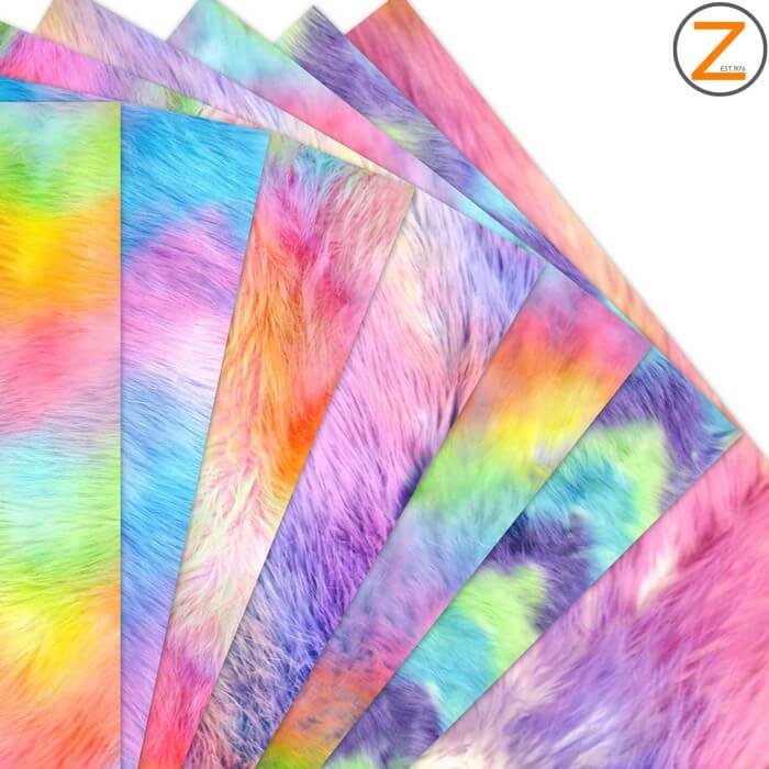 Faux Fake Fur Wave Rainbow Long Pile Fabric