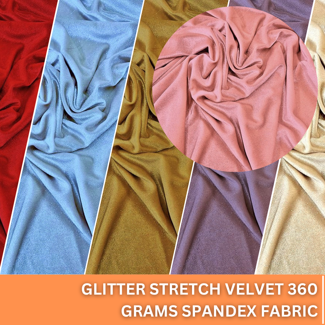 GLITTER STRETCH VELVET 360 GRAMS SPANDEX FABRIC