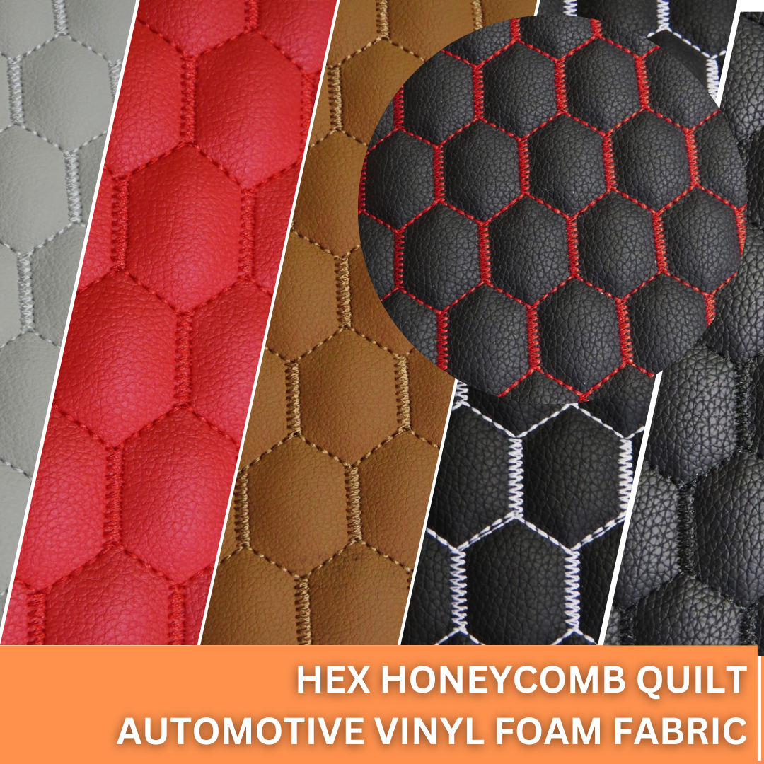 Hex Honeycomb Quilt Automotive Vinyl Foam Fabric