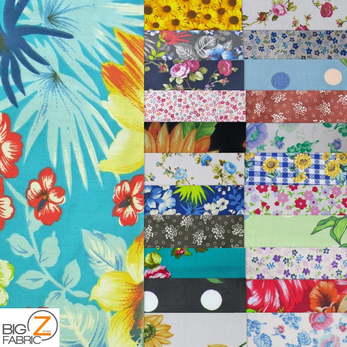 Printed Poly Cotton Fabric By The Roll