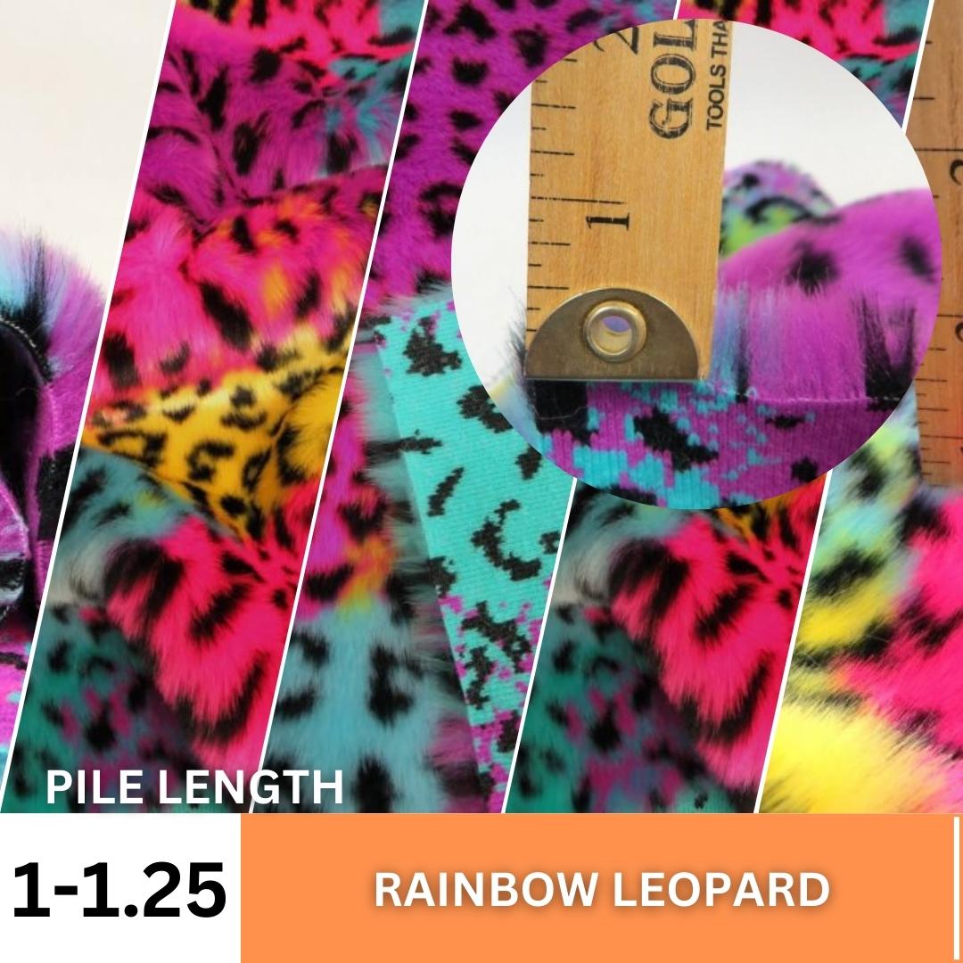 Rainbow Leopard Animal Faux Fur Fabric