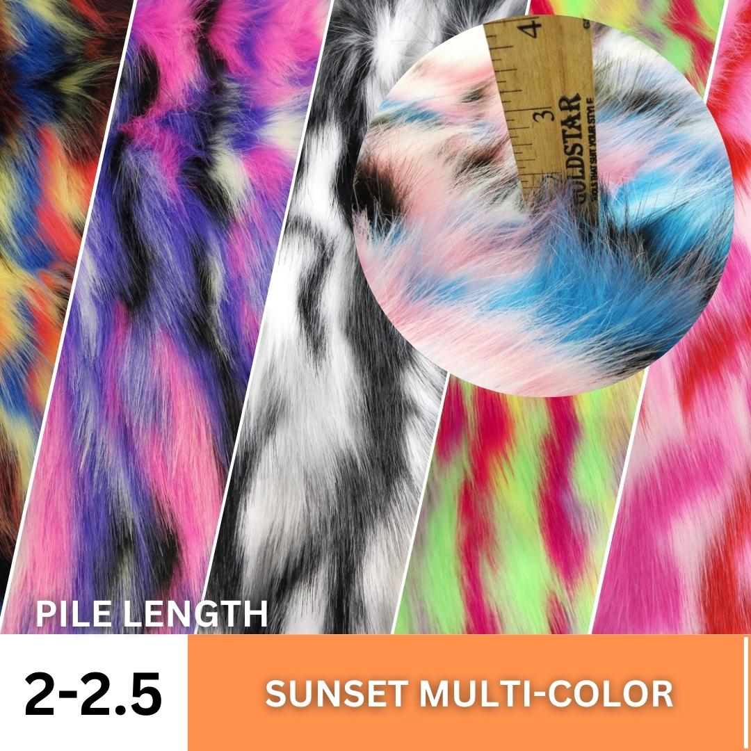Sunset Multi-Color Faux Fur Fabric by the Roll