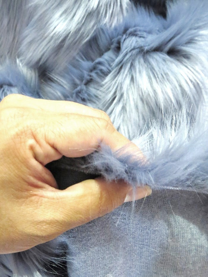 Electric Blue Solid Shaggy Long Pile Faux Fur Fabric / Sold by The Yard