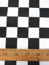 Poly Cotton Printed Fabric Square Checkered / Black/White / Sold By The Yard