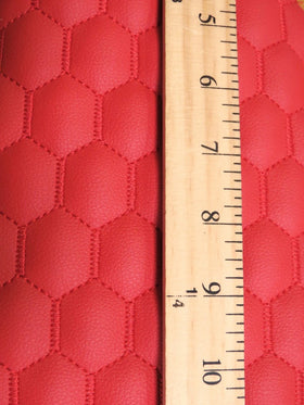 Hex Honeycomb Quilt Automotive Vinyl Foam Fabric / Silver with Grey Thread - 0