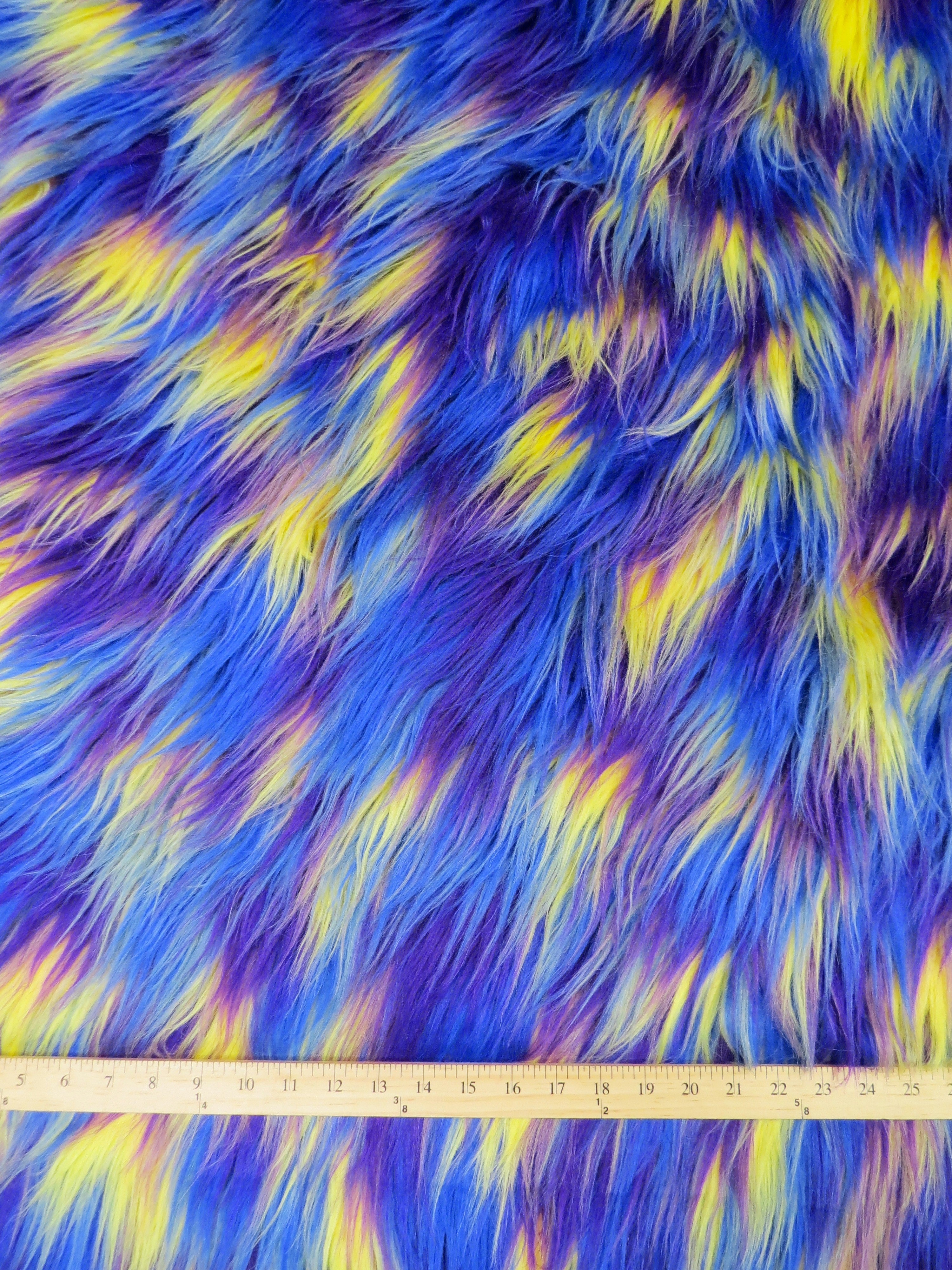 3 Tone Rainbow Shaggy Long Pile Faux Fur Fabrics / Sold by The Yard