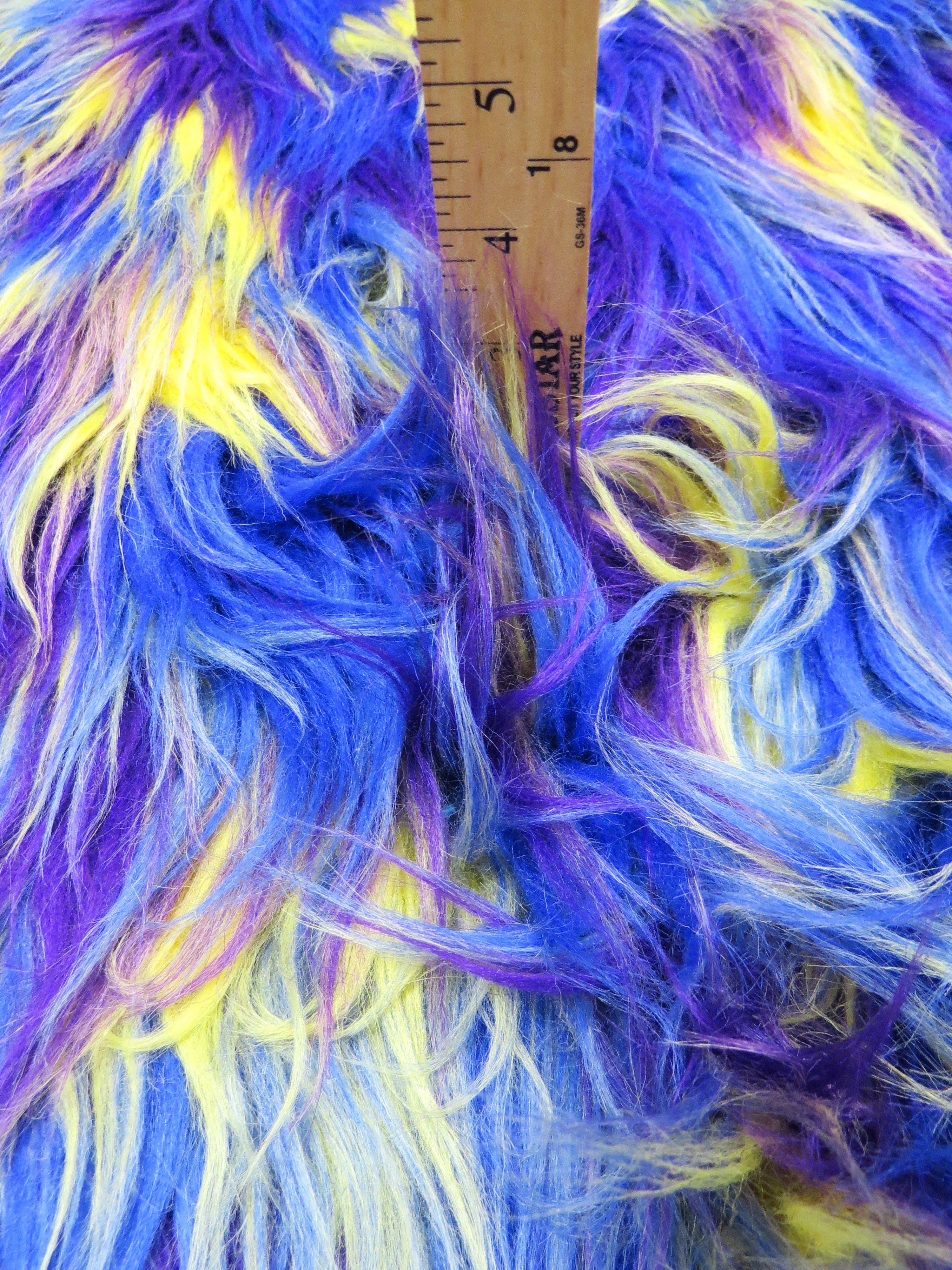 3 Tone Rainbow Shaggy Long Pile Faux Fur Fabrics / Sold by The Yard