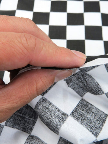 Poly Cotton Printed Fabric Square Checkered / White/Yellow / Sold By The Yard - 0