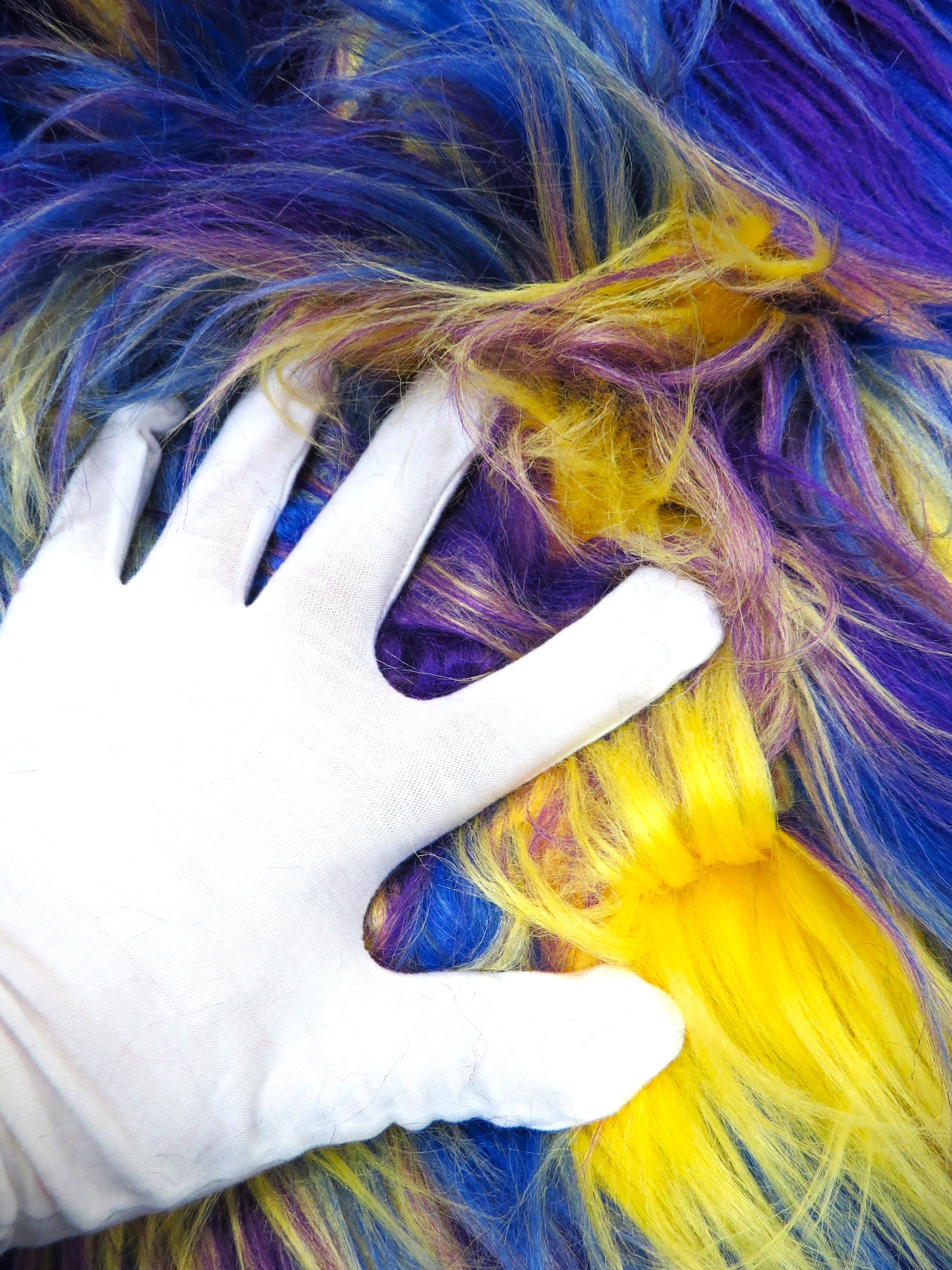 3 Tone Rainbow Shaggy Long Pile Faux Fur Fabrics / Sold by The Yard