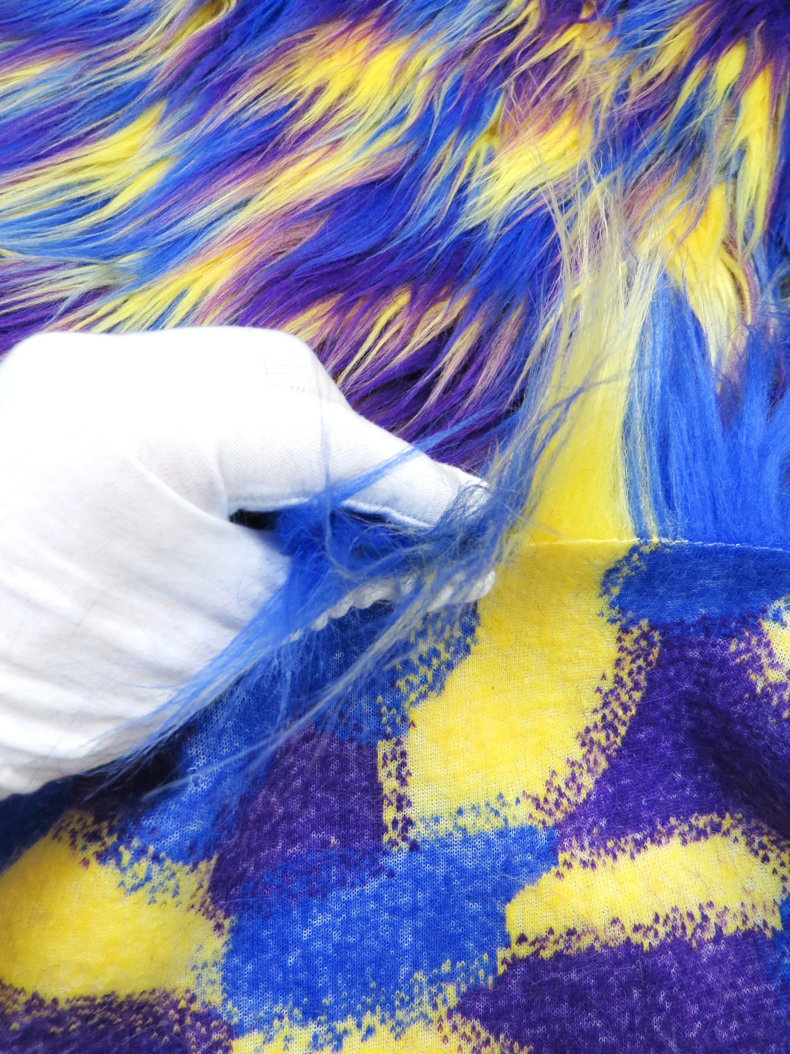 3 Tone Rainbow Shaggy Long Pile Faux Fur Fabrics / Sold by The Yard