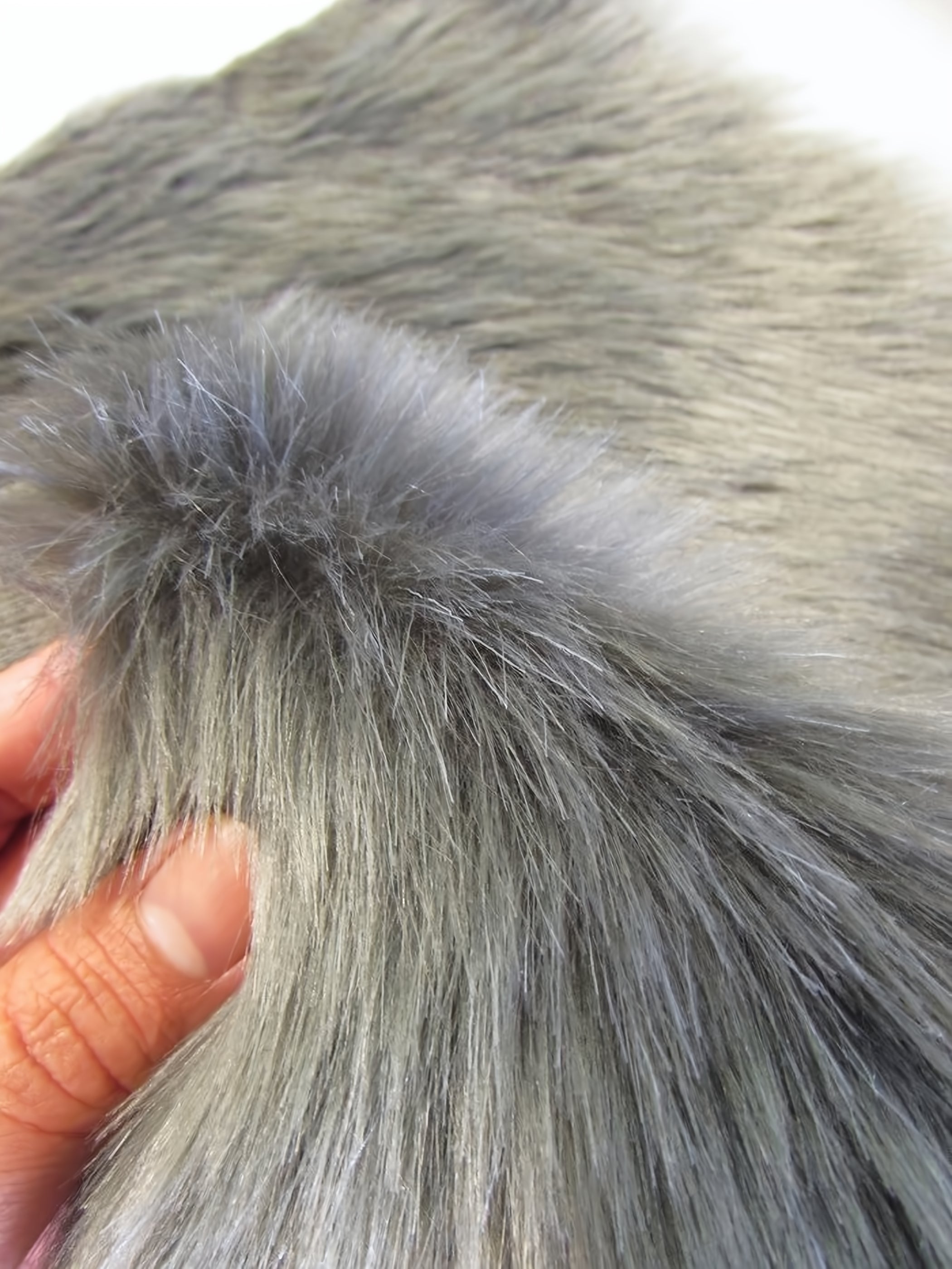 Short Shag Faux Fur Fabric / Pewter / Sold By The Yard