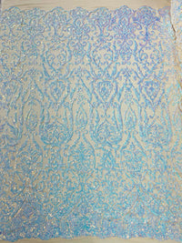 King Damask Sequin on Stretch Mesh Fabric / Sold by the Yard