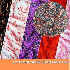 2 and 3 Tone Spiked Shaggy Long Pile Faux Fur Fabric / Sold by The Yard