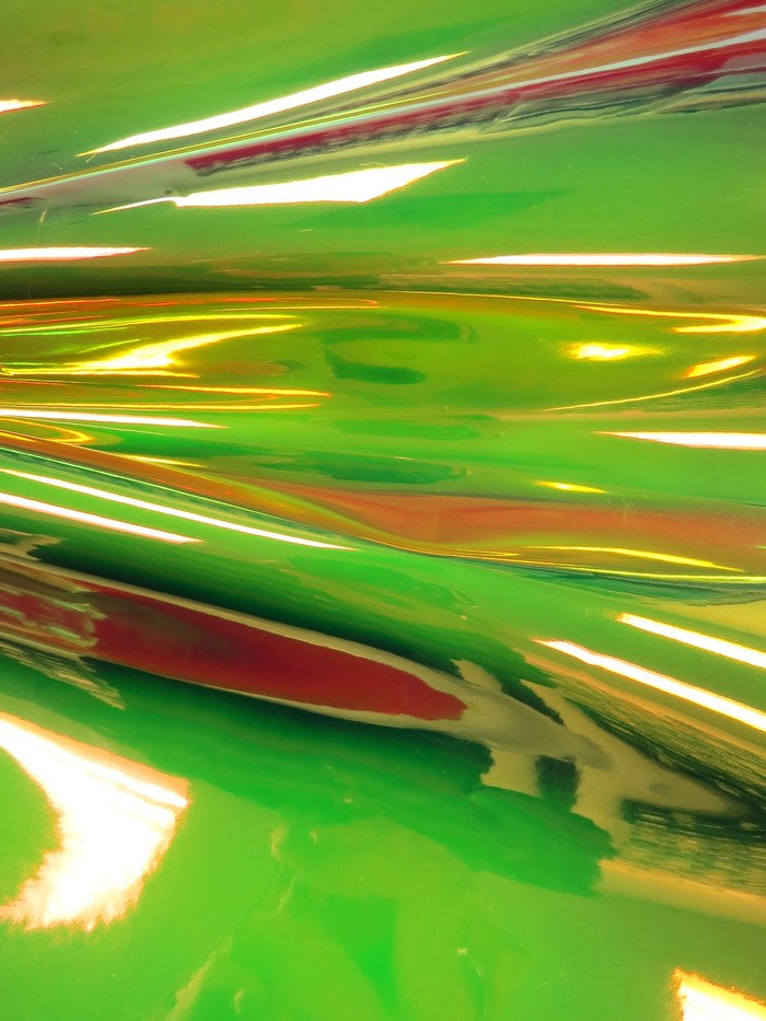 Yellow Holographic Multi-Color Chrome Vinyl Fabric / Sold By The Yard