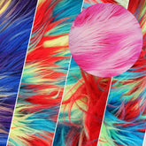 3 Tone Rainbow Shaggy Long Pile Faux Fur Fabrics / Sold by The Yard