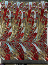Feather Wing Iridescent Sequin Stretch Mesh Fabric / Sold by the Yard