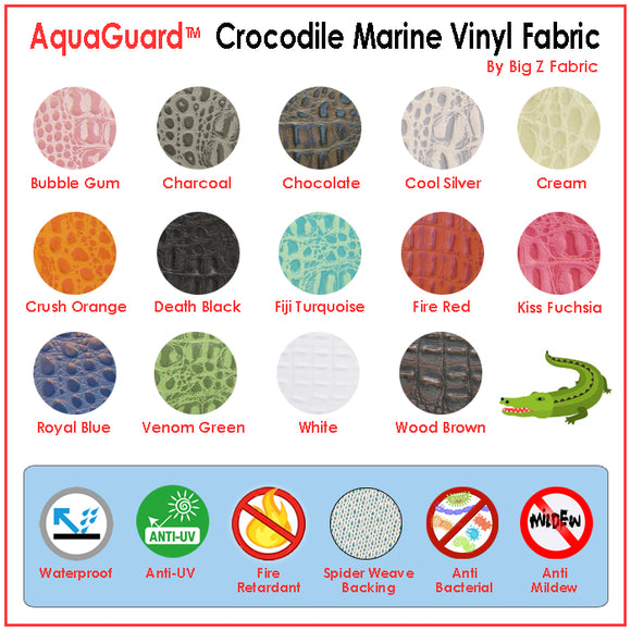 Crocodile Marine Vinyl Fabric - Auto/Boat - Upholstery Fabric / Death Black / By The Roll - 30 Yards