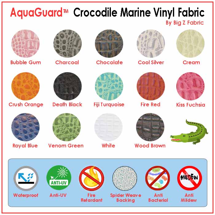 White Crocodile Marine Vinyl Fabric / Sold By The Yard