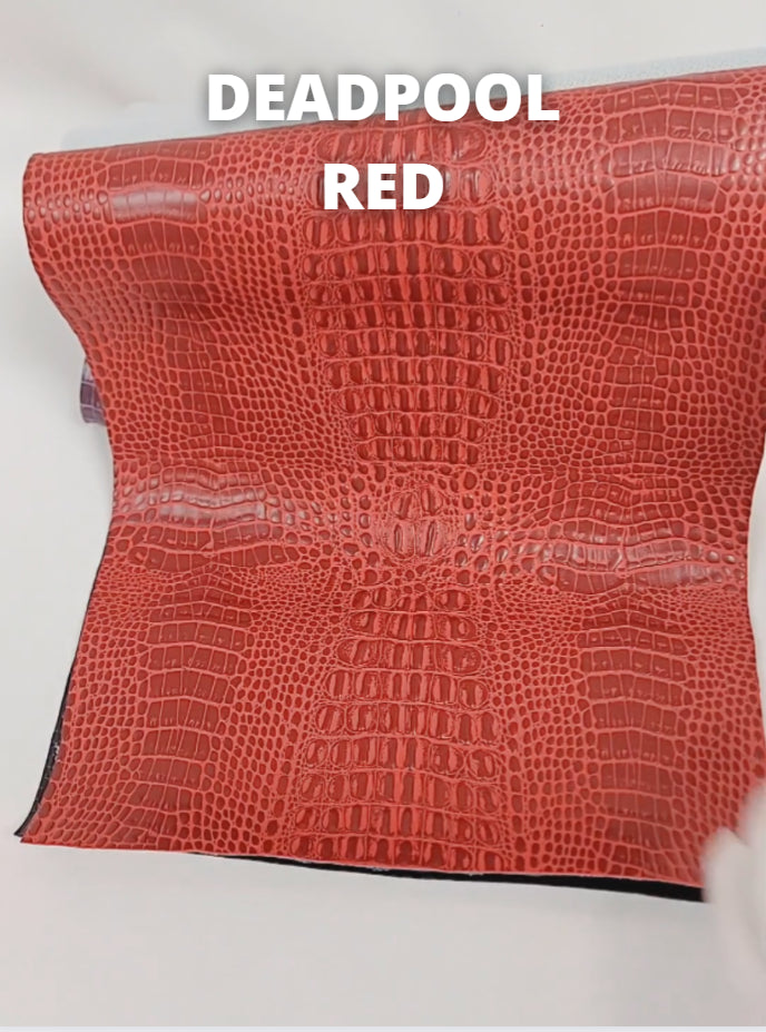 Crocodile Marine Vinyl Fabric - Auto/Boat - Upholstery Fabric / Deadpool Red / By The Roll - 30 Yards